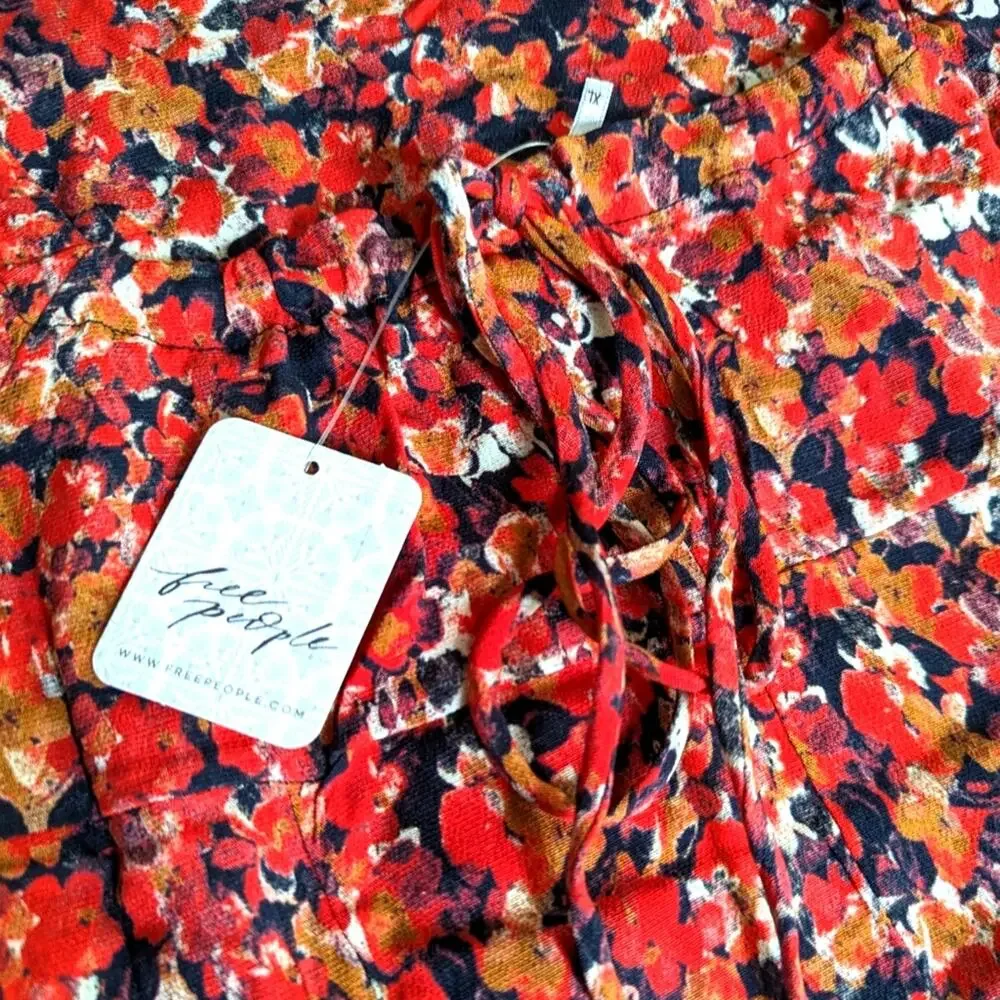 Free People Jamie Floral Boho Cottagecore Mini Summer Dress NWT Size XL